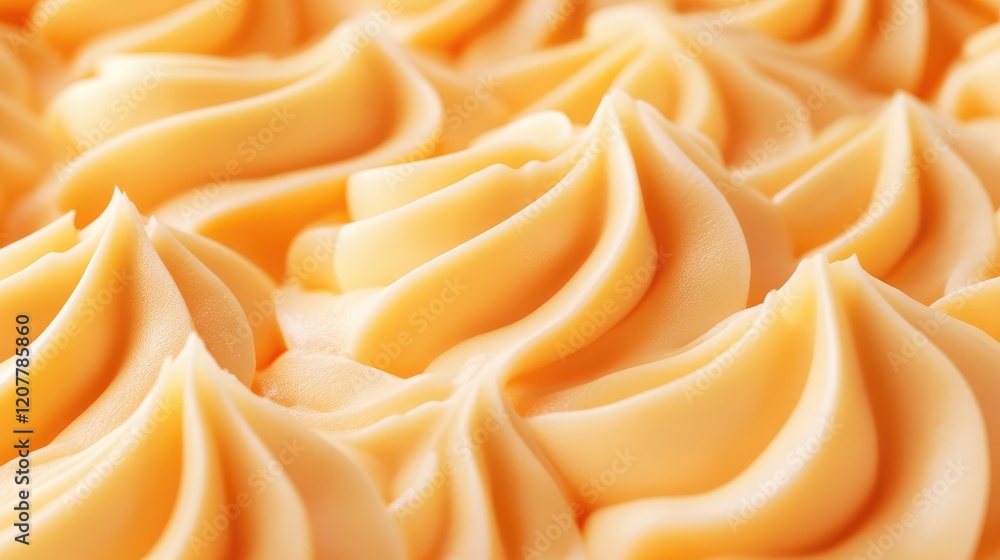 Poster creamy orange frosting textured swirls on a dessert surface with detailed patterns and soft appearan