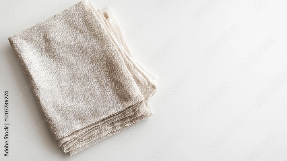 Poster folded linen napkins on a light background with copy space for text or design elements.
