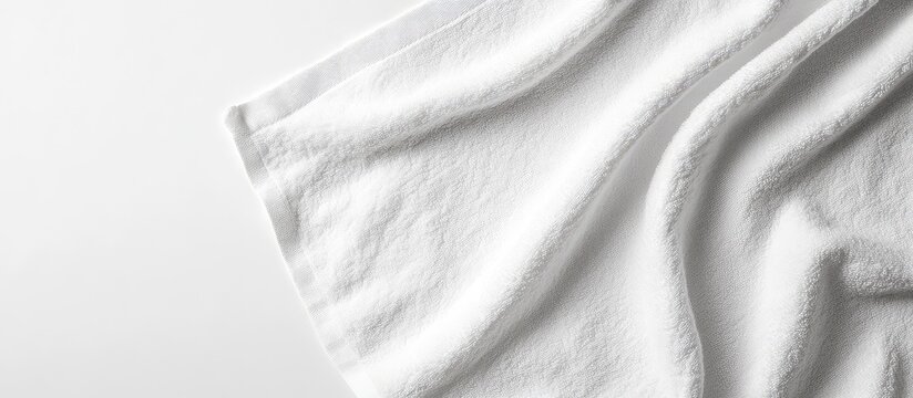 White towel with soft texture on light background and ample copy space for branding or text placement