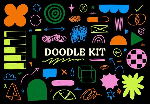 Set of Vector Hand Drawn Scribble Elements	