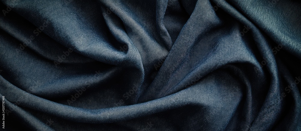 Aufkleber blue textile fabric with soft folds and wrinkles copy space for design use