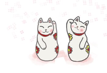 A cat inviting lots of good things, a cute beckoning cat, a cat club, a beckoning cat, a symbol