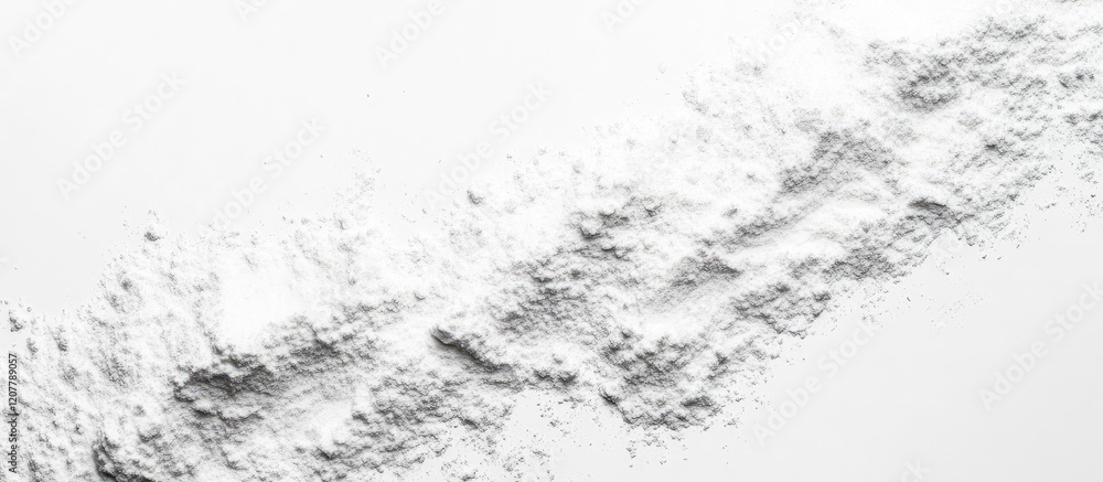 Poster white powder spread on a light background with texture and depth detail featuring copy space for tex