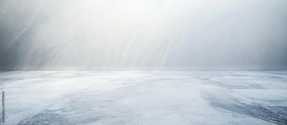Poster foggy landscape with a smooth frozen surface and soft diffused light creating an ethereal mood copy 