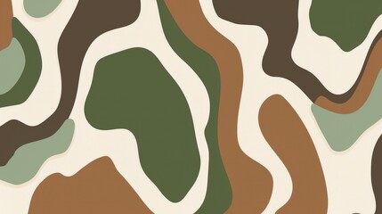 Abstract Earth Tones Camo Pattern: A Seamless Design in Greens, Browns, and Beige