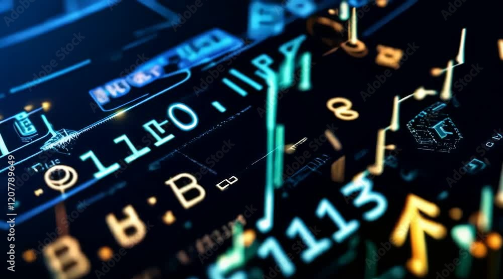 Aufkleber abstract digital data stream: futuristic tech background animation