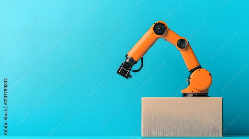 Poster automated robotic arm handling packages for efficient logistics and delivery