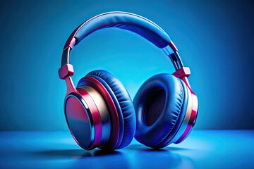 Headphones on Blue Background - HD 8K Wallpaper