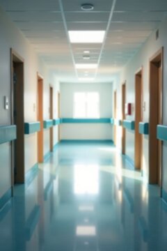 Soft focus hospital corridor backdrop, calming ambiance, hospital, abstract