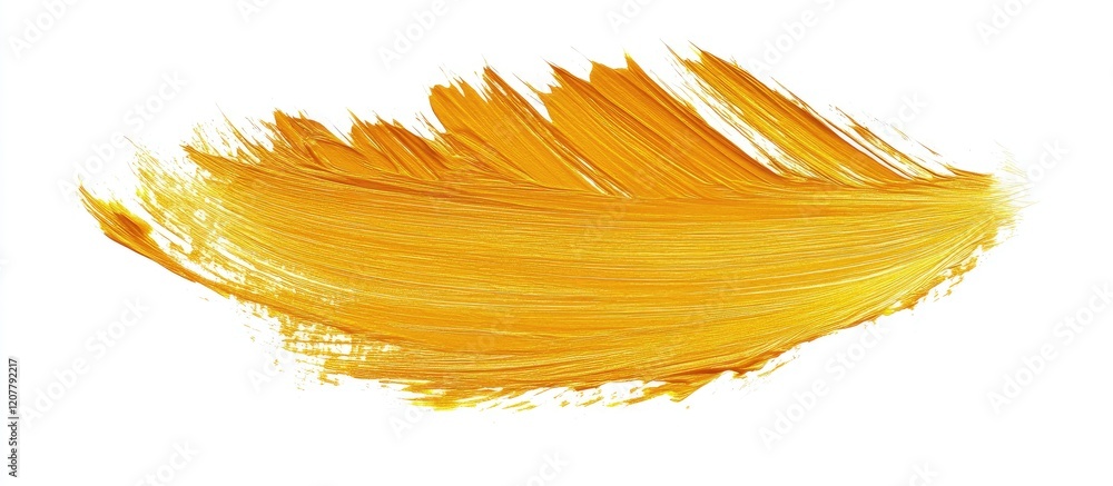Aufkleber yellow paint stroke isolated on white background with copy space for text or design.