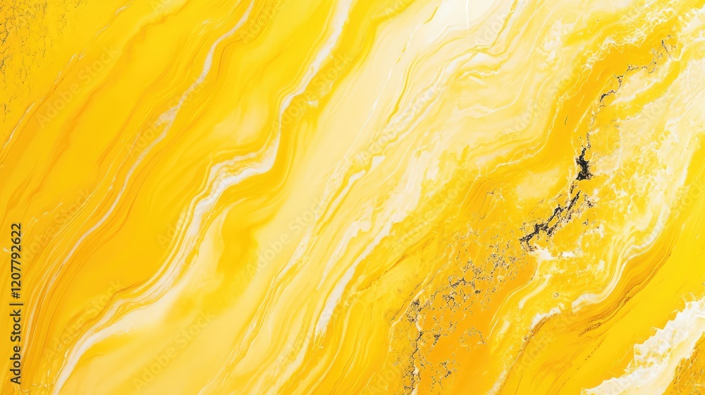 Poster yellow abstract background with fluid paint texture and swirling patterns copy space