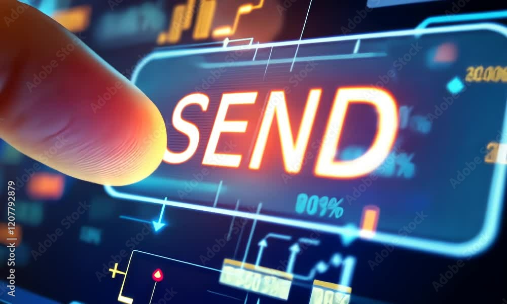 Poster sending data: a futuristic digital interface animation