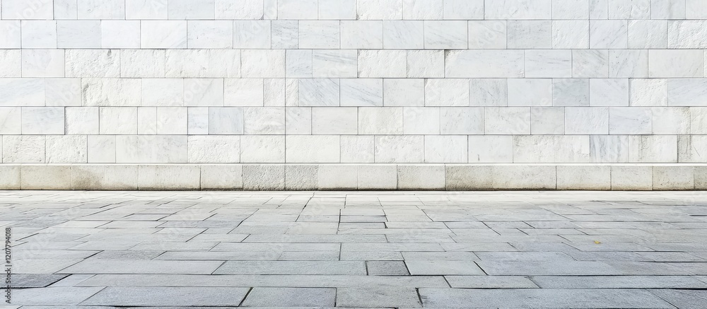 Aufkleber white marble wall and floor with tiles, ideal for backgrounds with copy space for text placement.