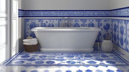 Elegant Moroccan zellige tiles enhance a serene bathroom with unique patterns and a calming color palette for a luxurious feel