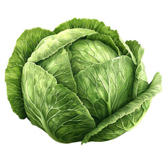 Fototapeta premium illustration of a fresh, whole green cabbage