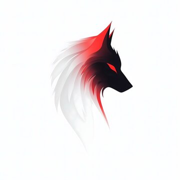 T&ecirc;te de loup avec des yeux rouges dessin&eacute;e pour logo ou embl&egrave;me