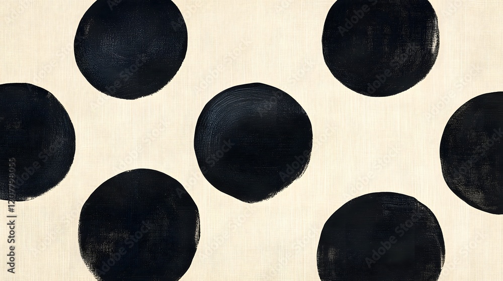 Aufkleber minimalist black dots on neutral beige background - evenly distributed circular pattern design