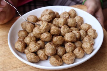 Close up of meatballs homemade