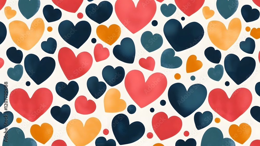 Poster playful fusion of colorful heart-shaped circles for creative pattern background
