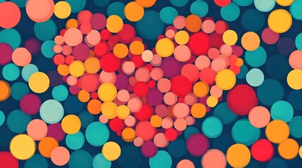 Colorful Circular Heart-Shaped Pattern for Playful and Creative Design
