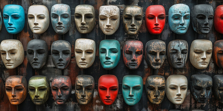 Set of colorful theatrical mask 