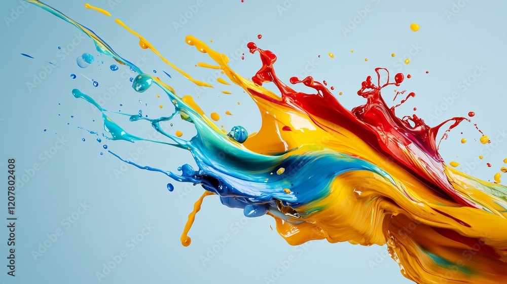 Aufkleber abstract art with splashes of vibrant paint forming a colorful and dynamic composition