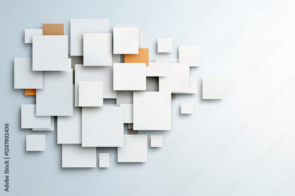 Aufkleber abstract composition of geometric white and orange shapes on a soft background for modern design use