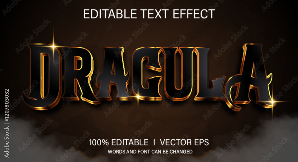 Poster dracula 3d vector text effect with modern style design