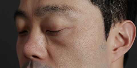 Obraz premium Close-up of Male Face Showing Skin Texture and Features