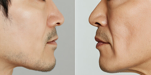 Obraz premium Comparative Profile View of Male Facial Skin Texture