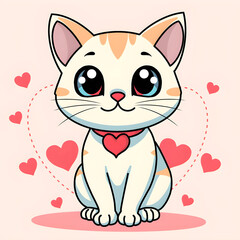 cute cat with heart decoration