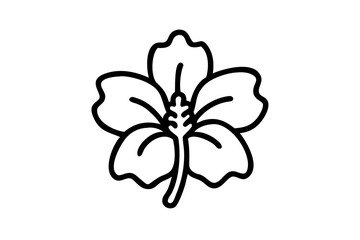 Hibiscus Flower Silhouette Icon on Clean White Background