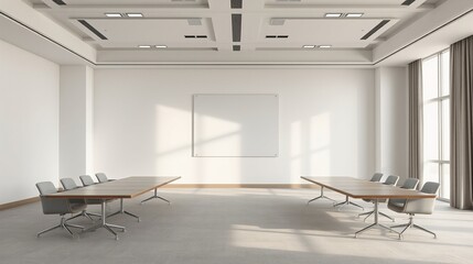 Fototapeta premium Elegant and Modern Conference Room Interior with Large Windows and Minimalist Design