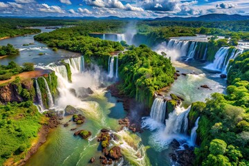 Helicopter View Iguazu Falls Brazil, Rule of Thirds, Aerial Photography, Stunning Landscape