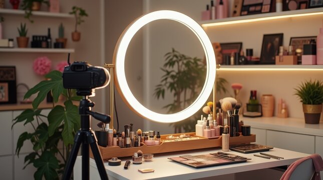Beauty blogger studio for makeup tutorials and content creation