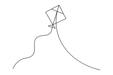 Kite continuous single line art drawing of isolated outline vector illustration