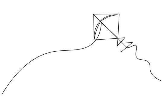 recommend clip art: Kite continuous single line art drawing of isolated outline vector illustration