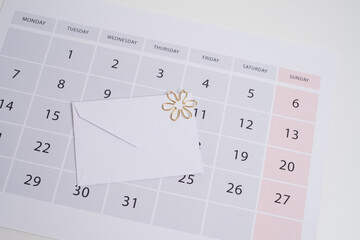 Monthly calendar. Calendar with date on paper. Day planner. Schedule of the week, month and year....