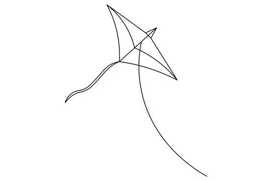 recommend clip art: Kite continuous single line art drawing of isolated outline vector illustration