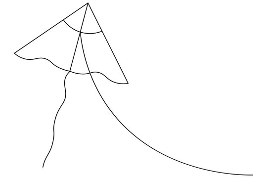 recommend clip art: Kite continuous single line art drawing of isolated outline vector illustration