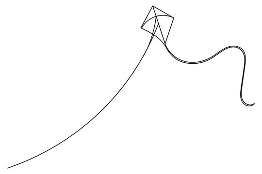 recommend clip art: Kite continuous single line art drawing of isolated outline vector illustration