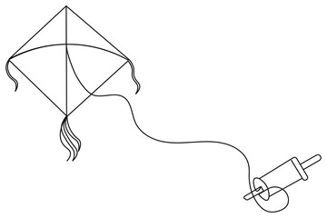 Kite continuous single line art drawing of isolated outline vector illustration