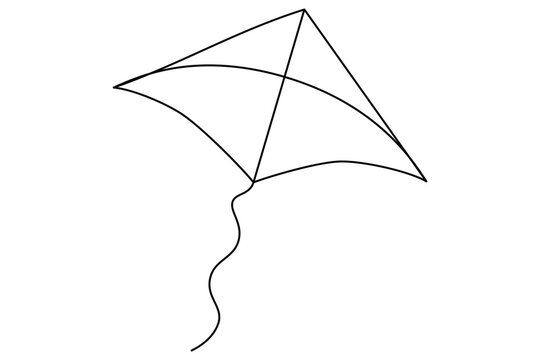 recommend clip art: Kite continuous single line art drawing of isolated outline vector illustration