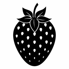 Stylized Strawberry Black Silhouette Vector