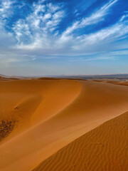 different texture of sand dunes in erg chebbi desert