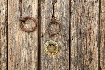 Closed wooden door with lock, Teguise, Spain