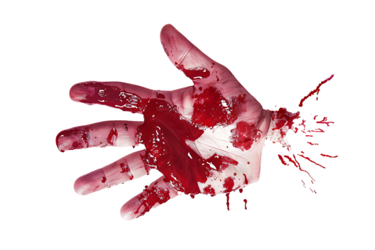 hand painted in red color isolated on a transparent background 