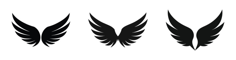 Wings icons set. Simple set of wings vector flat icons for web design on white background