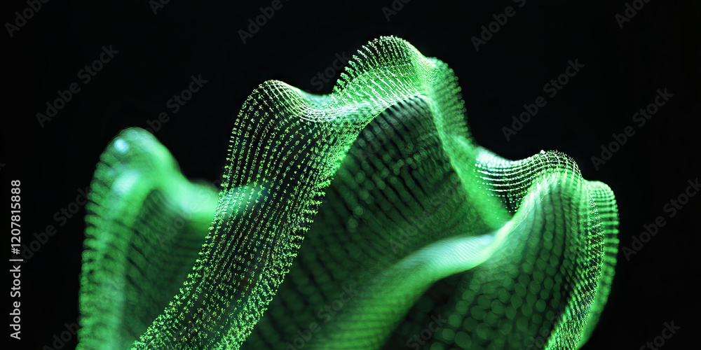 Poster digital green particle waveform