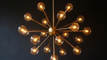 Obraz premium Unique chandelier design with multiple bulb arms illuminating a modern space
